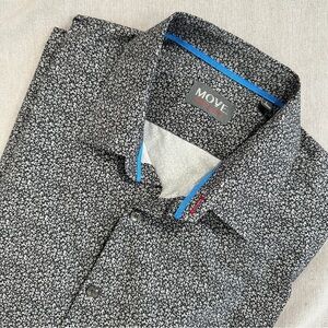 Move Performance Apparel men's long sleeve shirt, gray/floral, size L, stretch